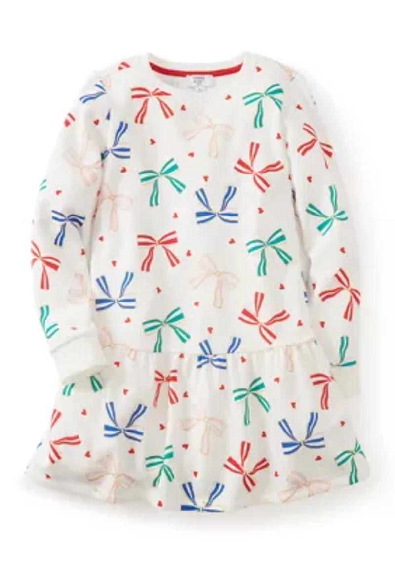Girls 4-6x Bow Print Dress