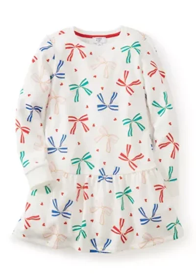 Girls 4-6x Bow Print Dress