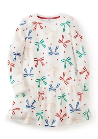 Girls 4-6x Bow Print Dress