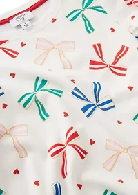 Girls 4-6x Bow Print Dress