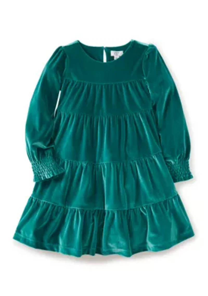 Girls 4-6x Tiered Velvet Dress