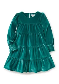 Girls 4-6x Tiered Velvet Dress