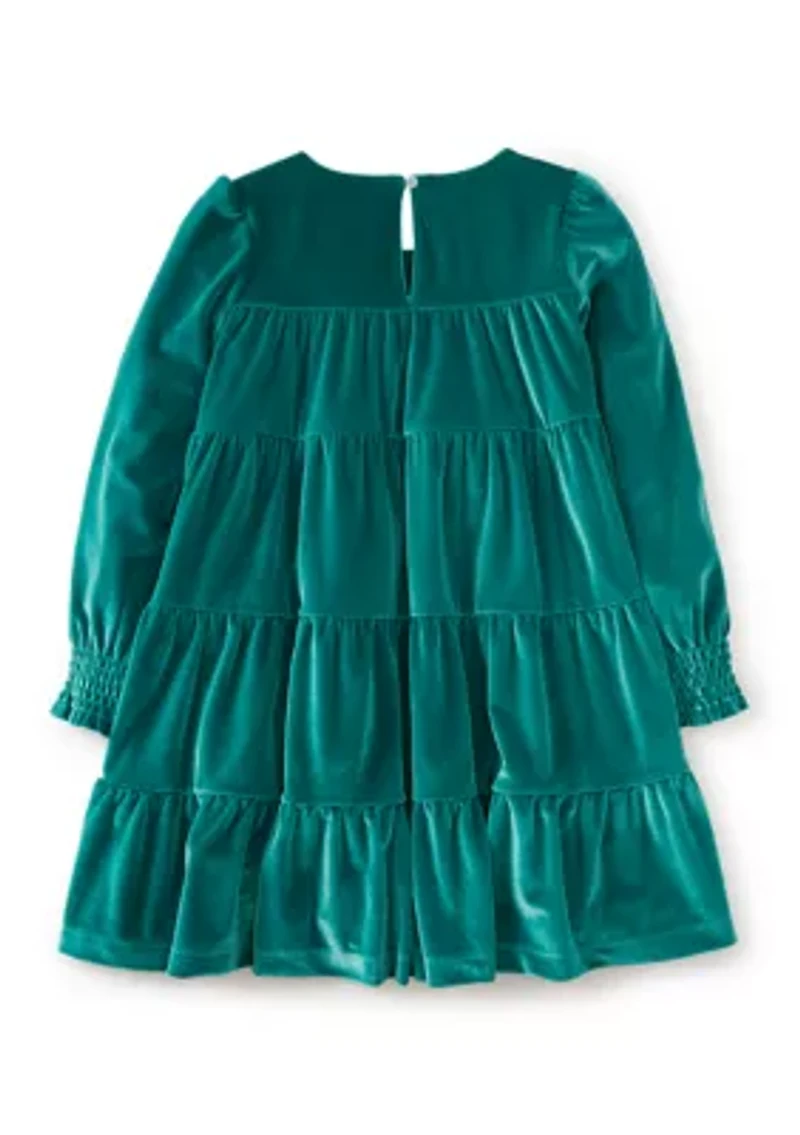 Girls 4-6x Tiered Velvet Dress