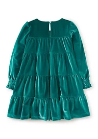 Girls 4-6x Tiered Velvet Dress