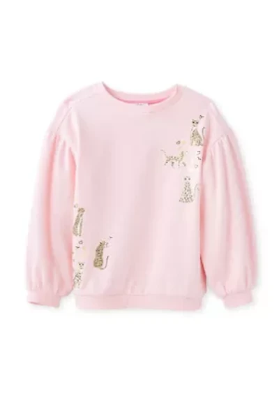 Girls 4-6x French Terry Sweeper Pullover