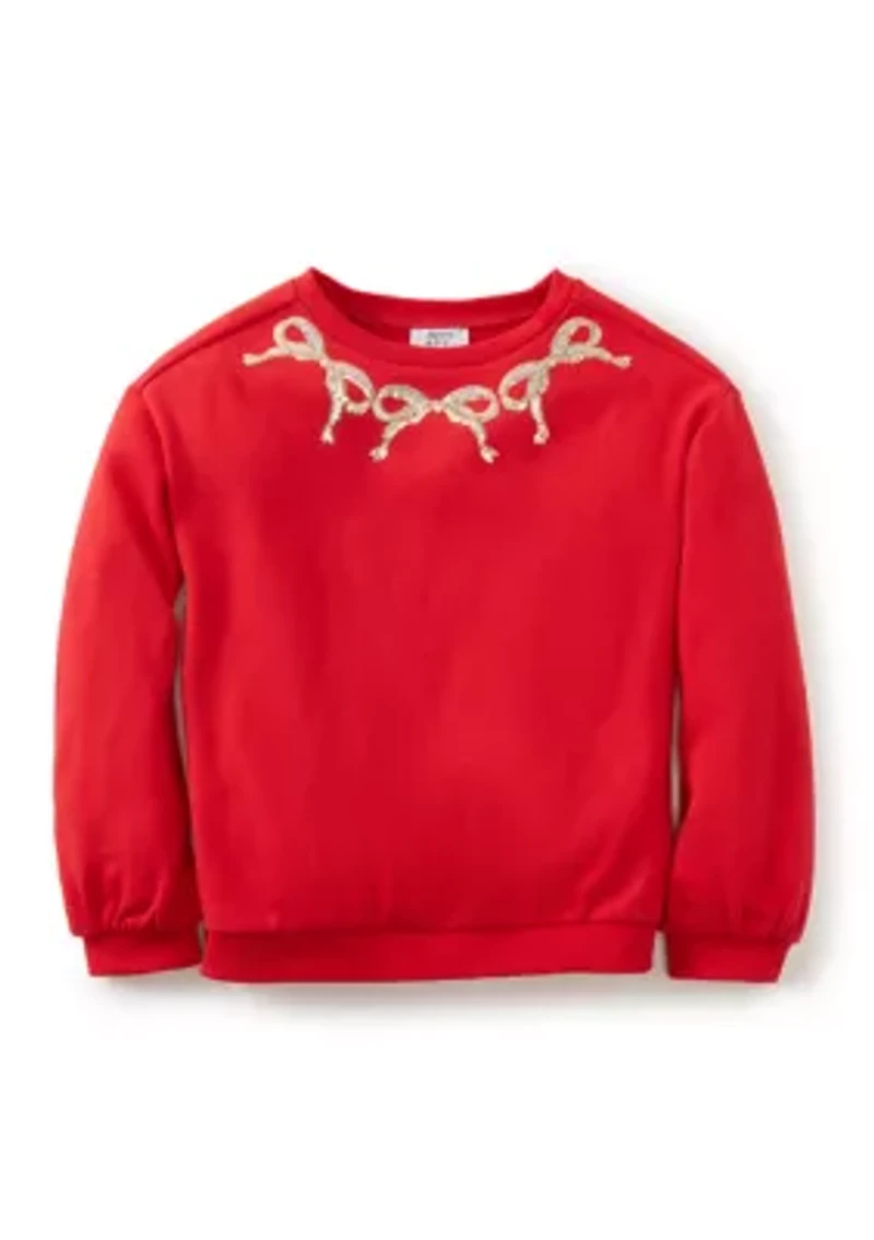 Girls 4-6x Rhinestone Swan Embellished Top