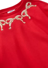 Girls 4-6x Rhinestone Swan Embellished Top