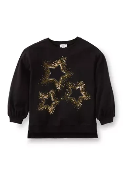 Girls 4-6x French Terry Sequin Star Sweeper Top