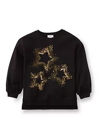 Girls 4-6x French Terry Sequin Star Sweeper Top