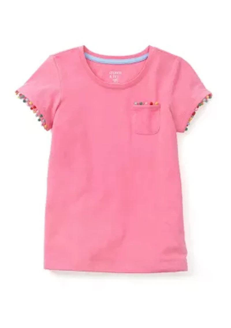Girls 4-6x Pom Trim Top