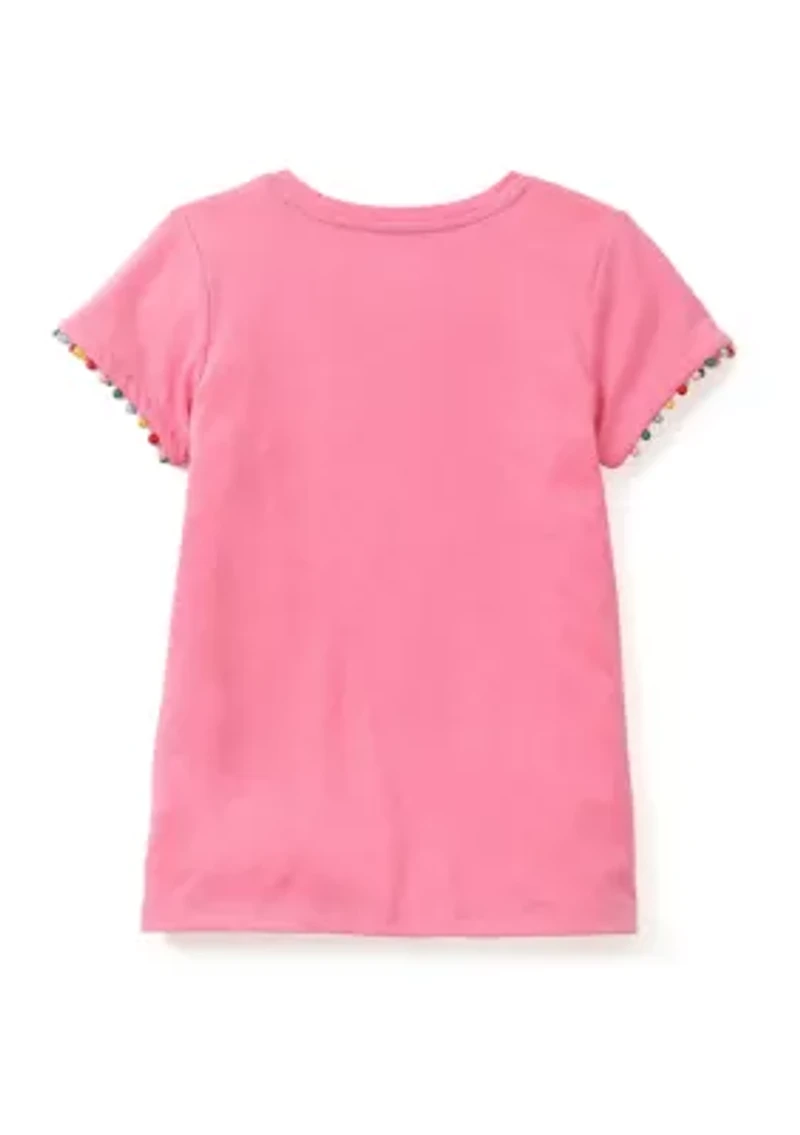 Girls 4-6x Pom Trim Top