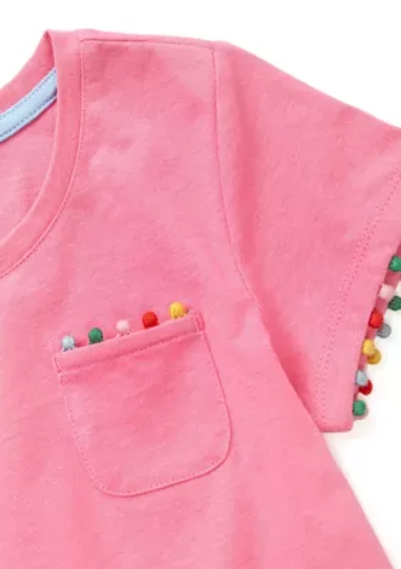 Girls 4-6x Pom Trim Top
