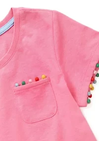 Girls 4-6x Pom Trim Top