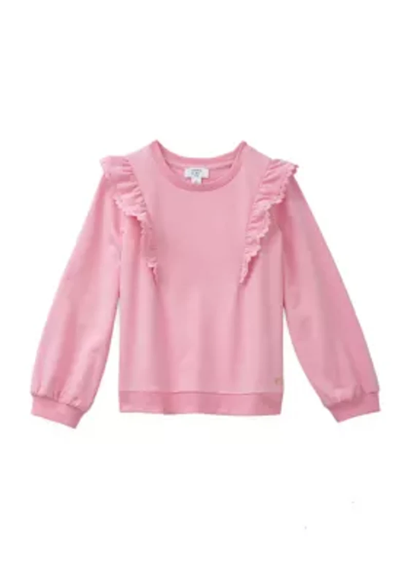 Girls 4-6x Long Sleeve Ruffle Front Sweatshirt