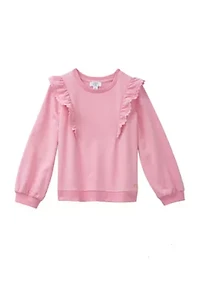 Girls 4-6x Long Sleeve Ruffle Front Sweatshirt