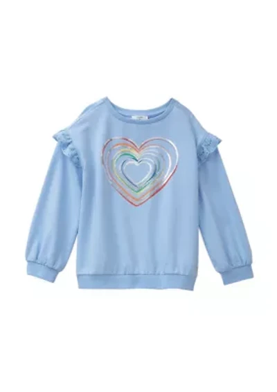Girls 4-6x Ruffle Shoulder Sweatshirt