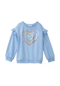 Girls 4-6x Ruffle Shoulder Sweatshirt