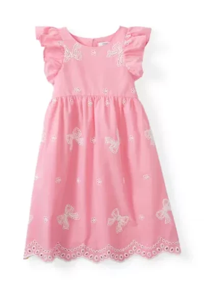 Girls 4-6x Flutter Sleeve Eyelet Dress