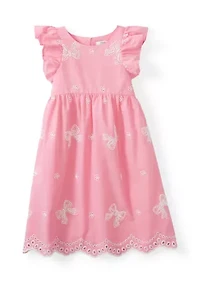 Girls 4-6x Flutter Sleeve Eyelet Dress