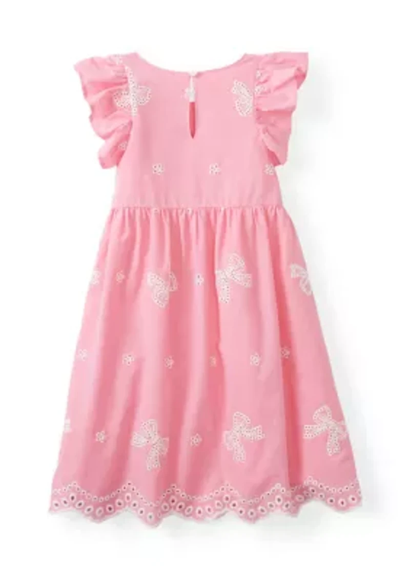 Girls 4-6x Flutter Sleeve Eyelet Dress