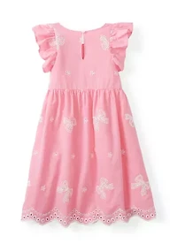 Girls 4-6x Flutter Sleeve Eyelet Dress