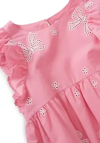 Girls 4-6x Flutter Sleeve Eyelet Dress