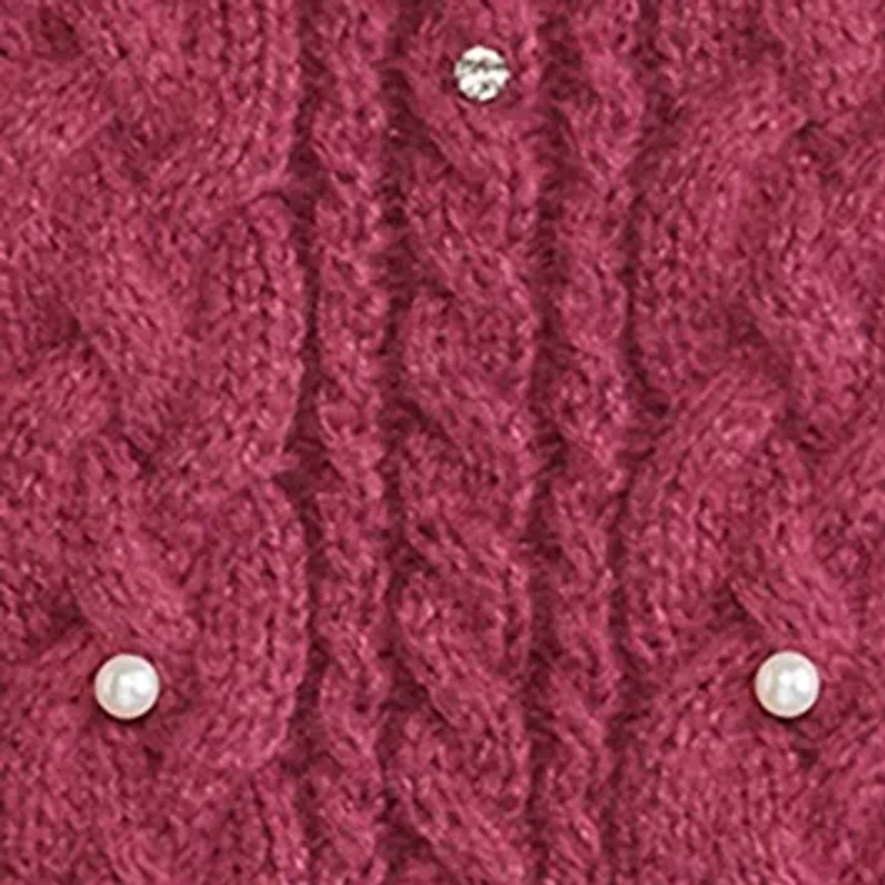 Girls 4-6x Cable Pearl Studded Sweater with Headband