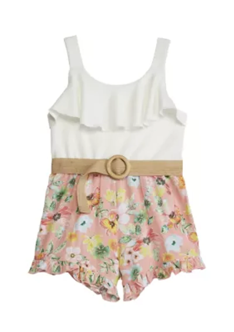 Girls 4-6x Sleeveless Romper with Floral Shorts