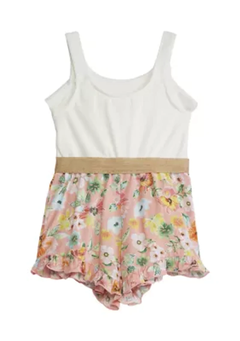 Girls 4-6x Sleeveless Romper with Floral Shorts