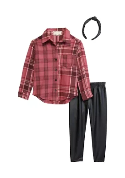 Girls 4-6x Plaid Mix Top and Leggings Set