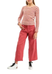 Girls 7-16 Chenille Sweater and Twill Pants Set