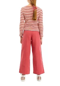 Girls 7-16 Chenille Sweater and Twill Pants Set