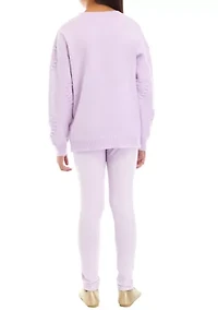 Girls 7-16 Heart Pom Sweater and Legging Set