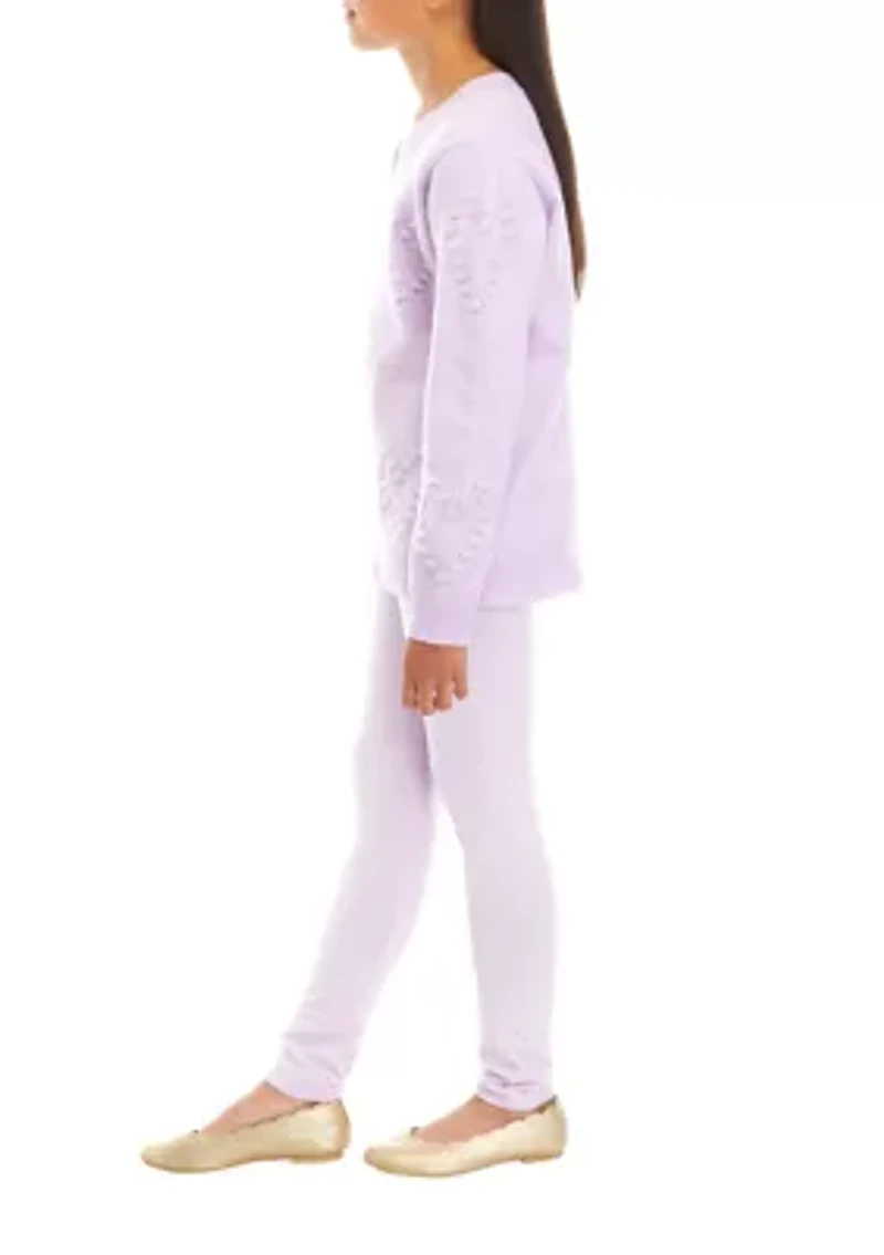 Girls 7-16 Heart Pom Sweater and Legging Set