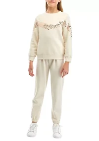 Girls 7-16 Sequin Chevron Fleece Jogger Set