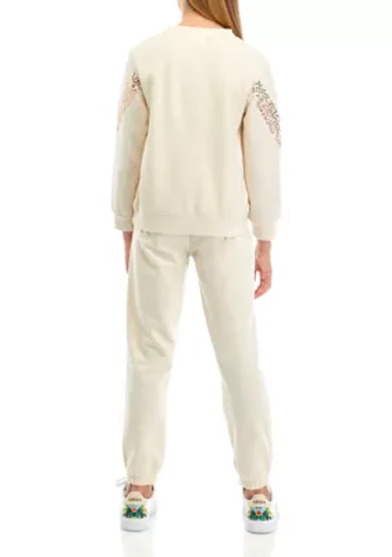 Girls 7-16 Sequin Chevron Fleece Jogger Set