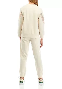 Girls 7-16 Sequin Chevron Fleece Jogger Set