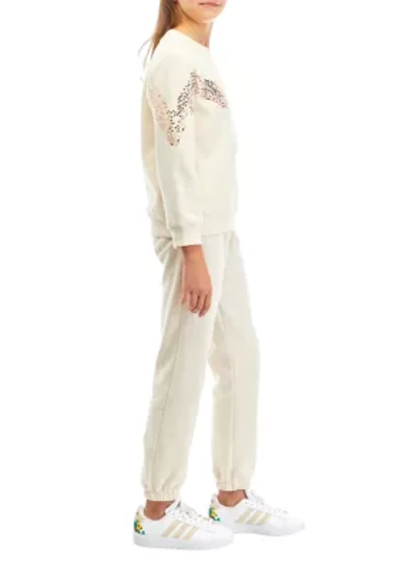 Girls 7-16 Sequin Chevron Fleece Jogger Set