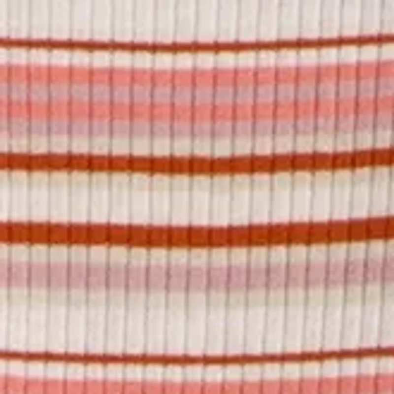 Girls 7-16 Long Sleeve Striped Ribbed Polo Shirt and Skirt Set
