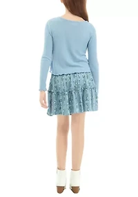 Girls 7-16 2Fer Hacci Cardigan Dress Set