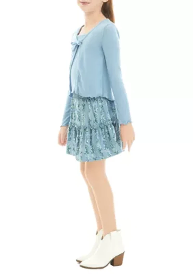 Girls 7-16 2Fer Hacci Cardigan Dress Set