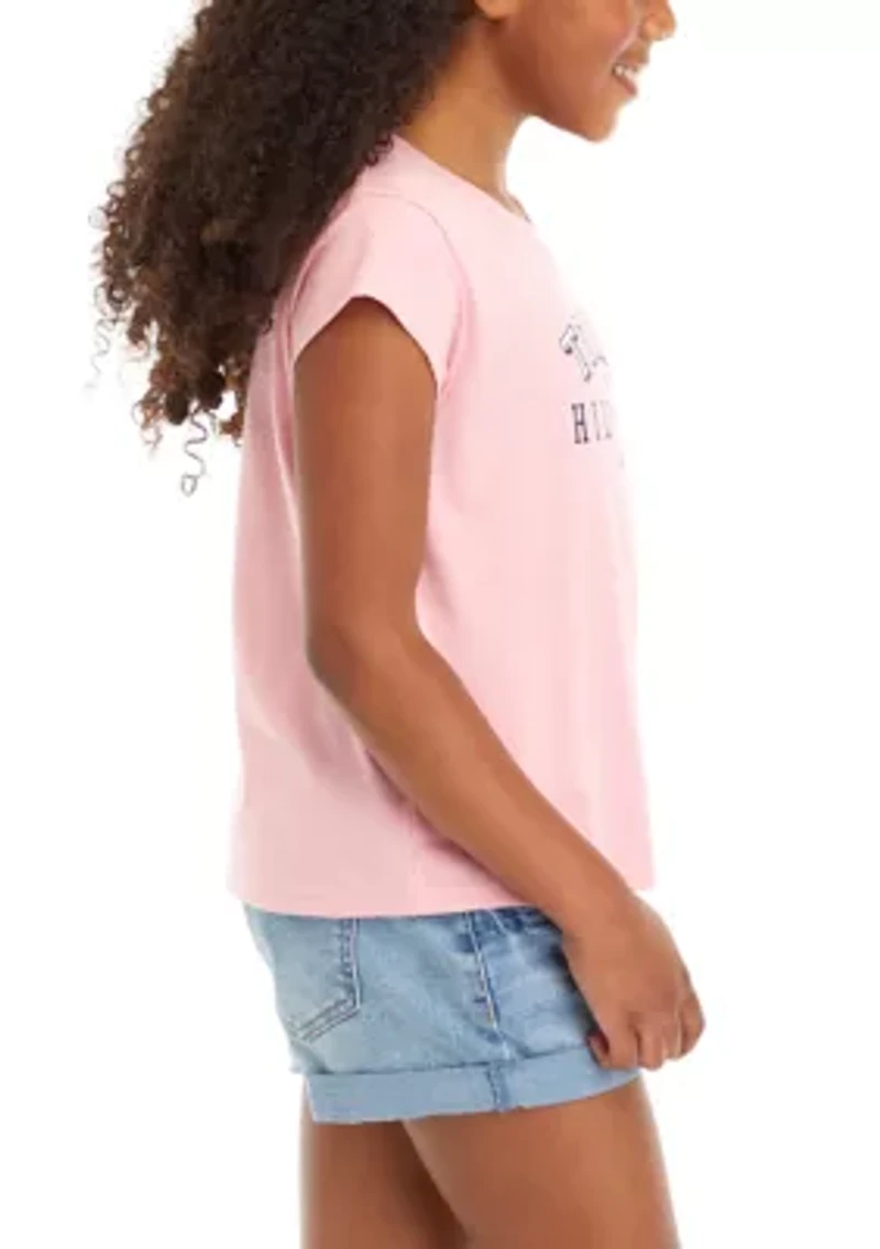 Girls 7-16 Heart Flag Short Sleeve T-Shirt