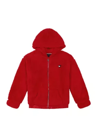 Girls 7-16 Minky Zip Front Hoodie
