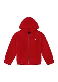 Girls 7-16 Minky Zip Front Hoodie