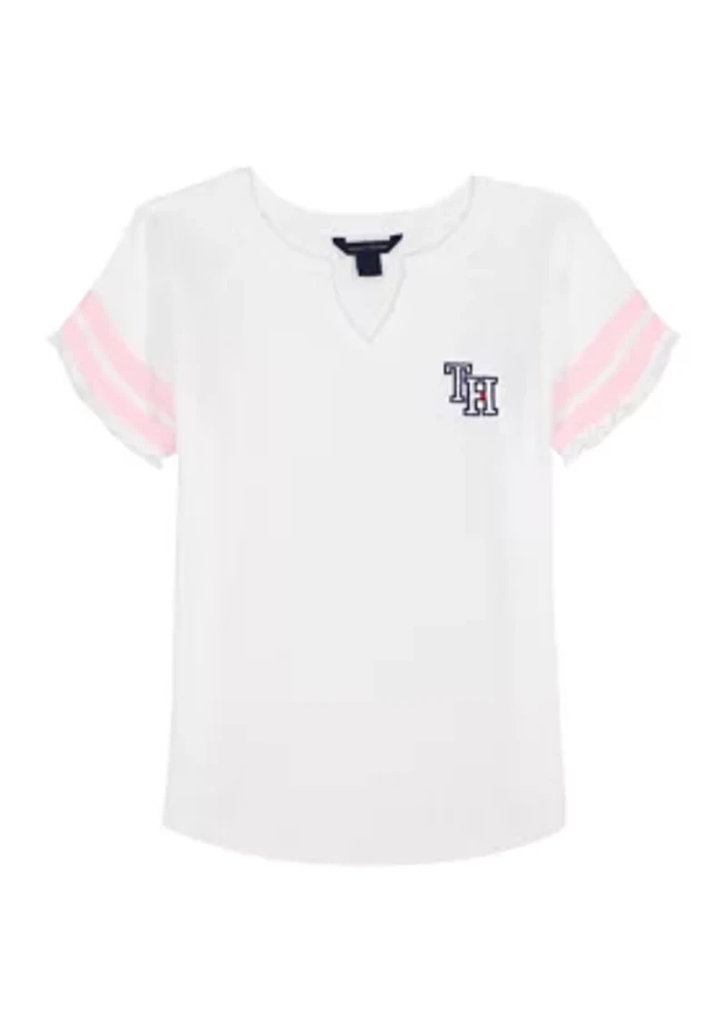 Girls 7-16 Short Sleeve Pointelle Top
