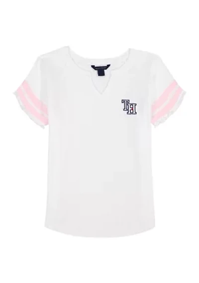 Girls 7-16 Short Sleeve Pointelle Top