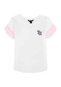 Girls 7-16 Short Sleeve Pointelle Top
