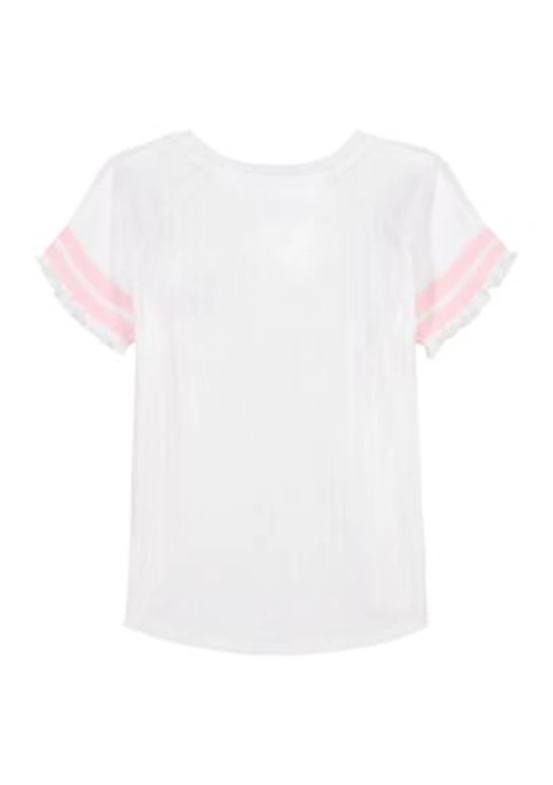 Girls 7-16 Short Sleeve Pointelle Top