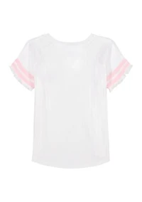 Girls 7-16 Short Sleeve Pointelle Top