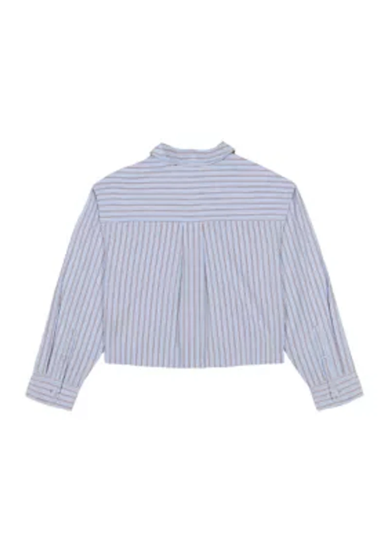 Girls 7-16 Yarn Dyed Stripe Boxy Long Sleeve Shirt